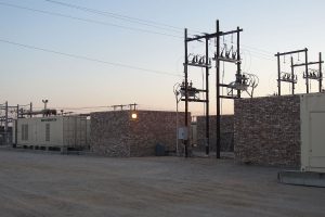Another picture of the 12MVA prime power standby power plant (previous picture) next to 33kV mains intake sub-station. Power reticulation primarily via overhead lines, hence the decision to use overhead switchgear for the standby power plant