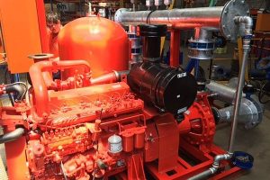 Auto-start diesel powered fire skid with electric 'pressure maintenance' pump